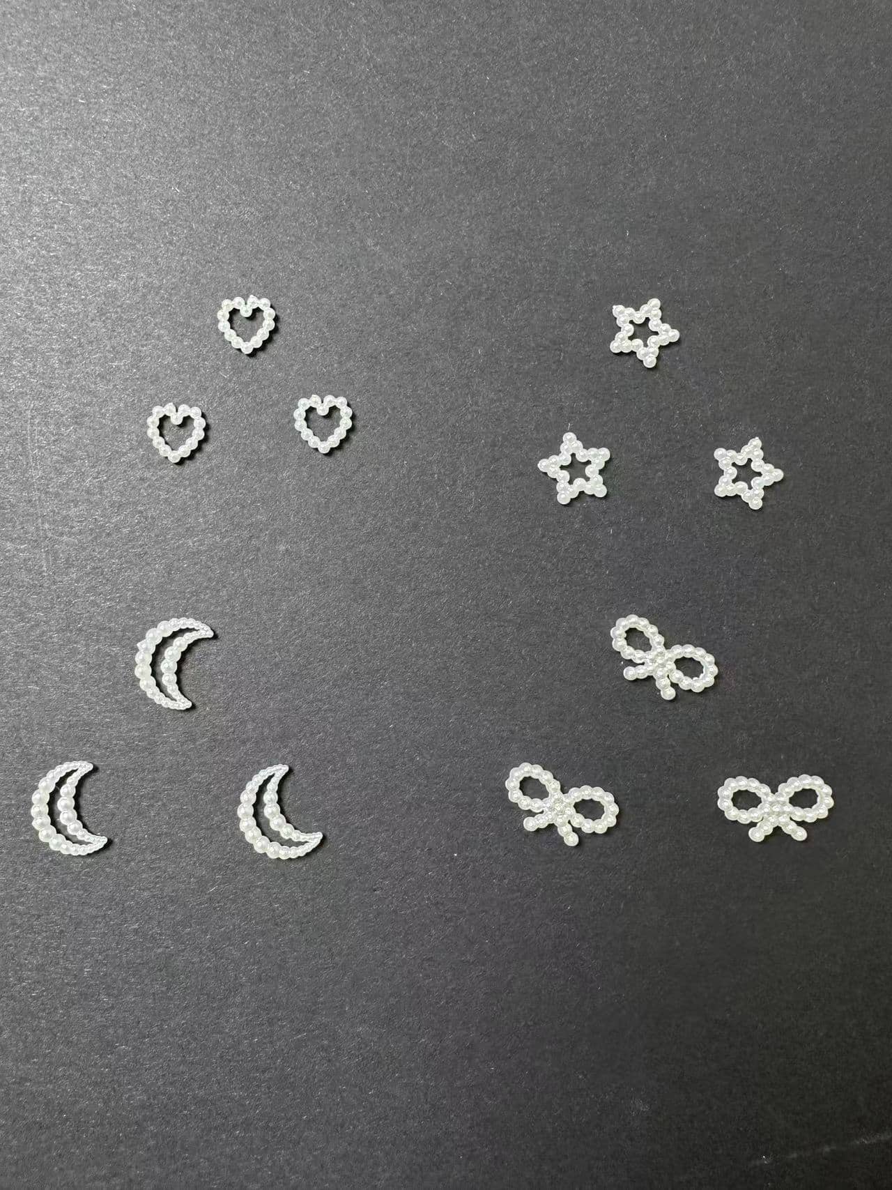 Pearl love heart, five-pointed star, moon, bow (Not for sale,only for display)